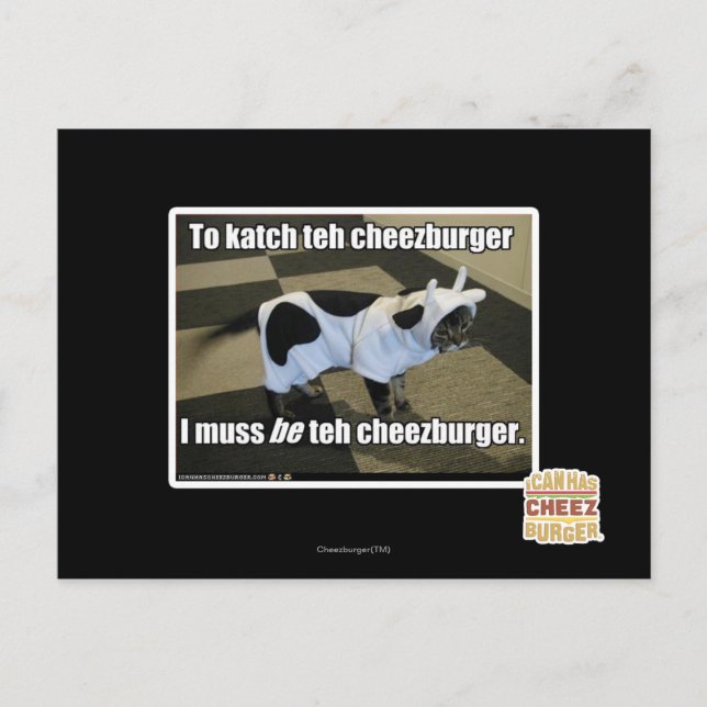 Cartão Postal Para chutar o cheezburger (Frente)