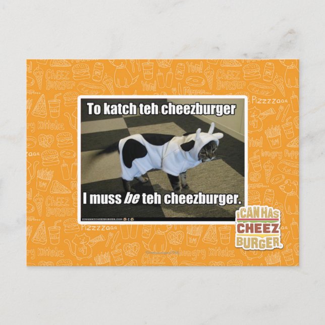 Cartão Postal Para chutar o cheezburger (Frente)