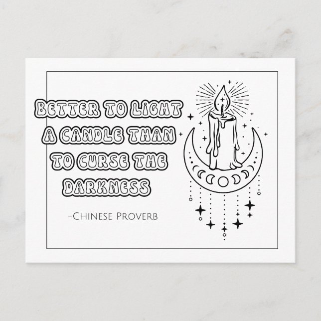 Cartão Postal para Colorir com Provérbio Chinês (Frente)