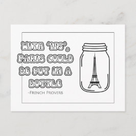 Cartão postal para colorir com provérbio francês