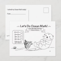 Cartão Postal para Colorir Matemática da Lontra