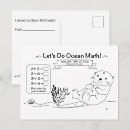 Cartão Postal para Colorir Matemática da Lontra