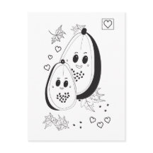 Cartão Postal para Colorir Papaya Love