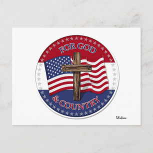 Cartão Postal Para Deus e País - Cruze com 50 estrelas Bandeira