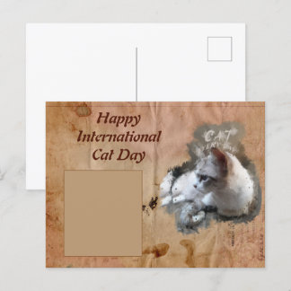 Cartão postal para Dia Internacional de Gato Feliz