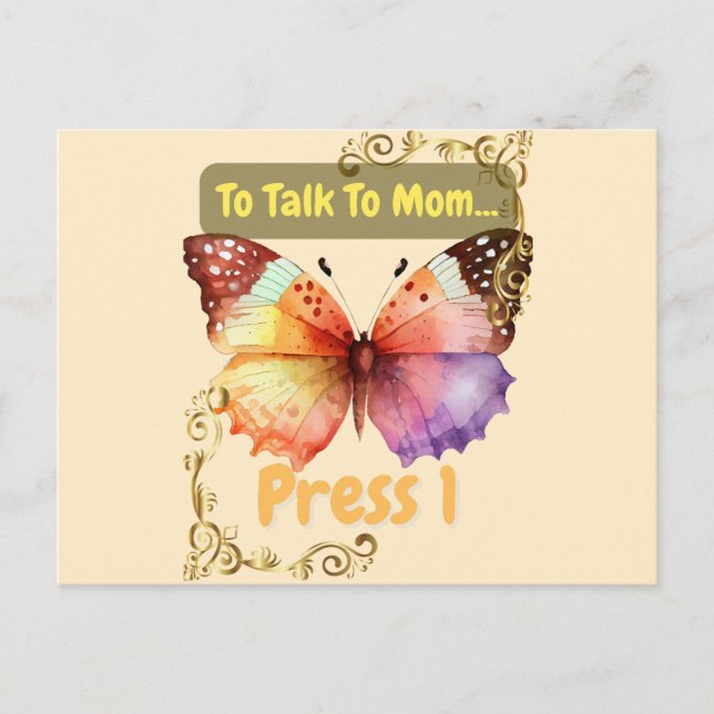 Cartão Postal Para Falar Com A Mãe, Pressione 1 (Frente)