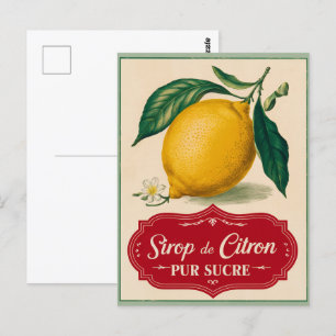 Cartão postal para Fruta Botânica de Limão Vintage