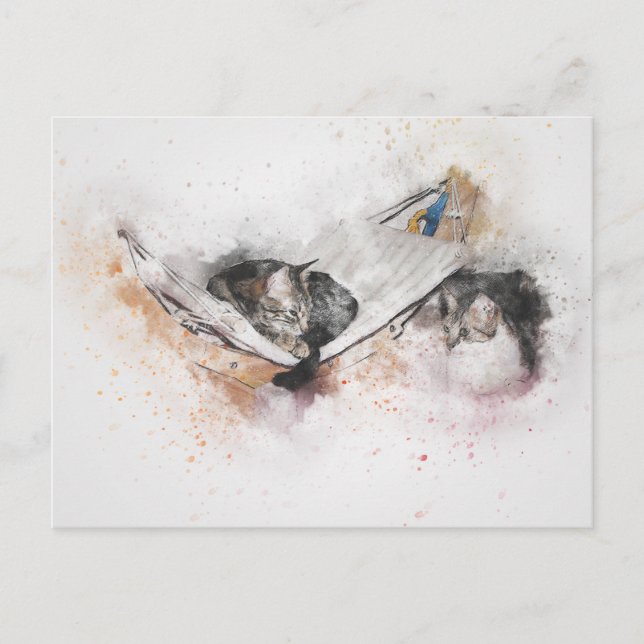 cartão postal para gatos relaxantes (Frente)