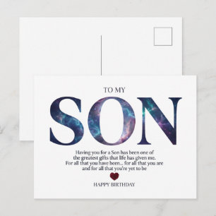 Cartão Postal Para Meu Filho Galáxia Sentimental Feliz Aniversár