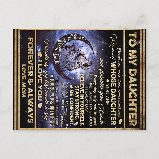 Cartão Postal Para Minha Filha Borboletas Presente, Filha Aniver (Frente)