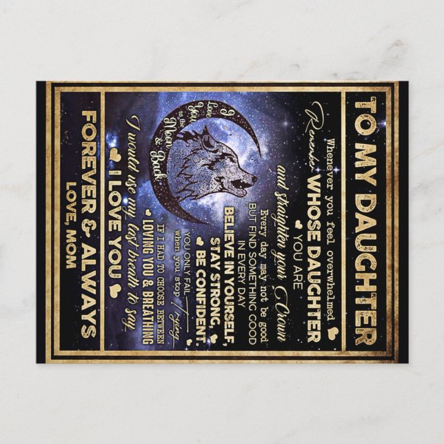 Cartão Postal Para Minha Filha Wolf Aniversário Presente, Engraç (Frente)