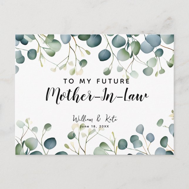 Cartão Postal Para minha futura sogra verde eucalipto (Frente)