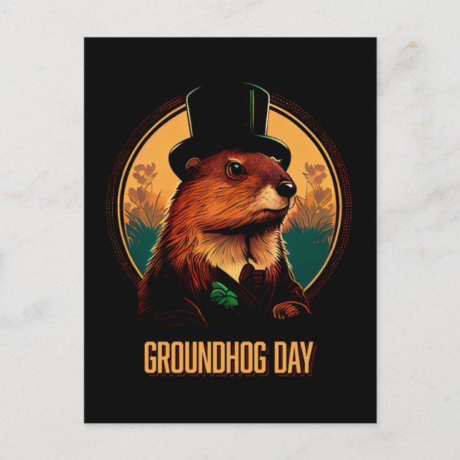 Cartão postal para o Dia da Groundhog (Frente)