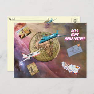 Cartão postal para o Dia Mundial Poste (9 de outub