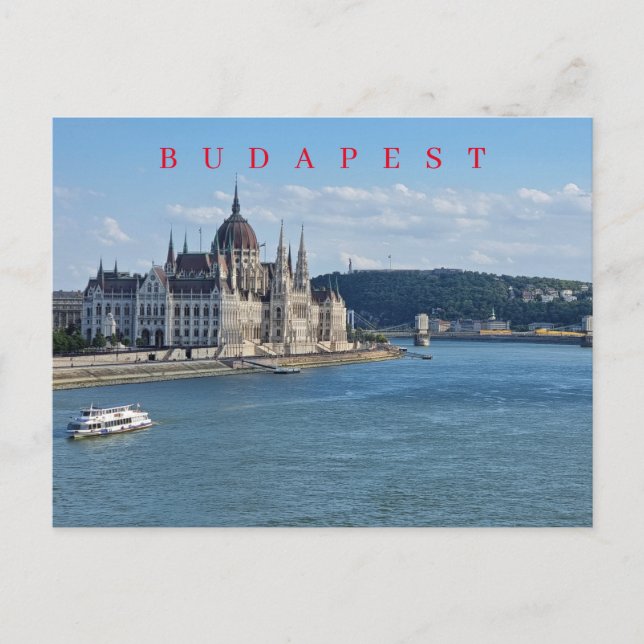 Cartão postal para o Parlamento de Budapeste e o r (Frente)