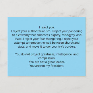 Cartão postal para o Presidente Trump