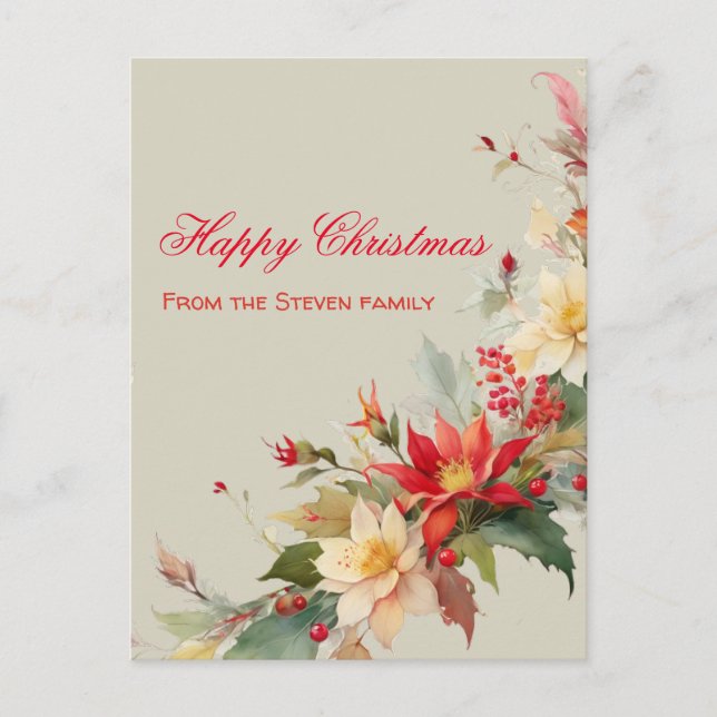 Cartão Postal para Rosas de Natal | seu nome (Frente)