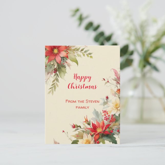 Cartão Postal para Rosas de Natal | seu nome (Em pé/Frente)