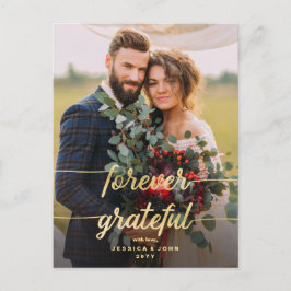 Cartão Postal Para Sempre Grato Ouro Foto Casamento Obrigado