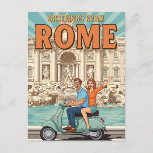 Cartão postal para turistas em Vespa em Roma