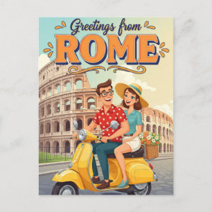 Cartão postal para turistas em Vespa em Roma