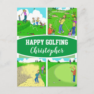 Cartão Postal Para um Golfista ou Jogador de Golfe Feliz Mensage
