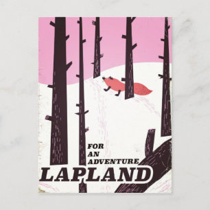 Cartão Postal Para um pôster vintage de aventura na Lapônia