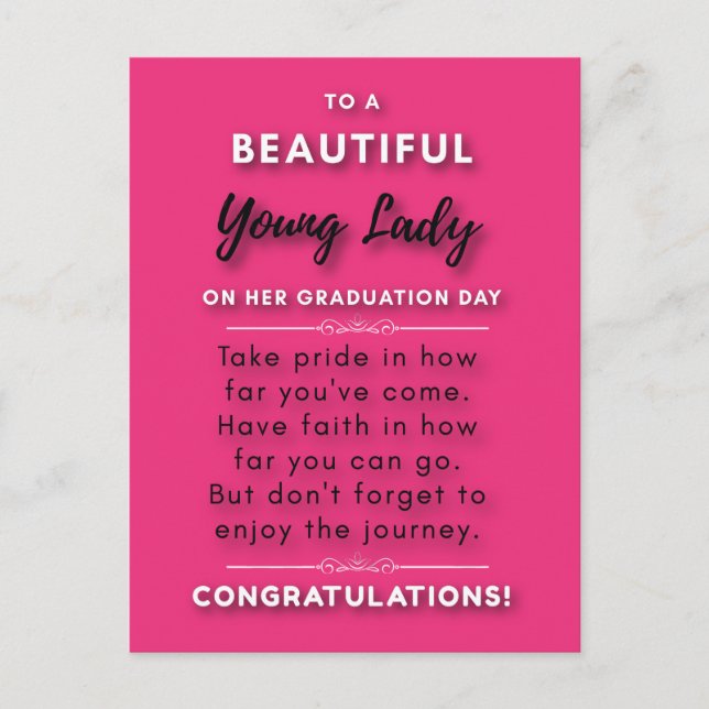 Cartão Postal Para Uma Bela Jovem Senhora No Dia Da Sua Formatur (Frente)