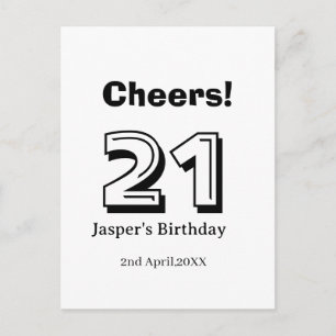 Cartão Postal Parabéns 21 aniversário letra negrito nome menino