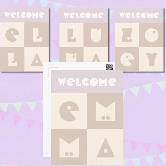 Cartão Postal Parabéns a bebê recém-nascida de quatro letras (Criador carregado)