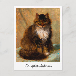Cartão Postal Parabéns ao Gato Maine Coon Antigo