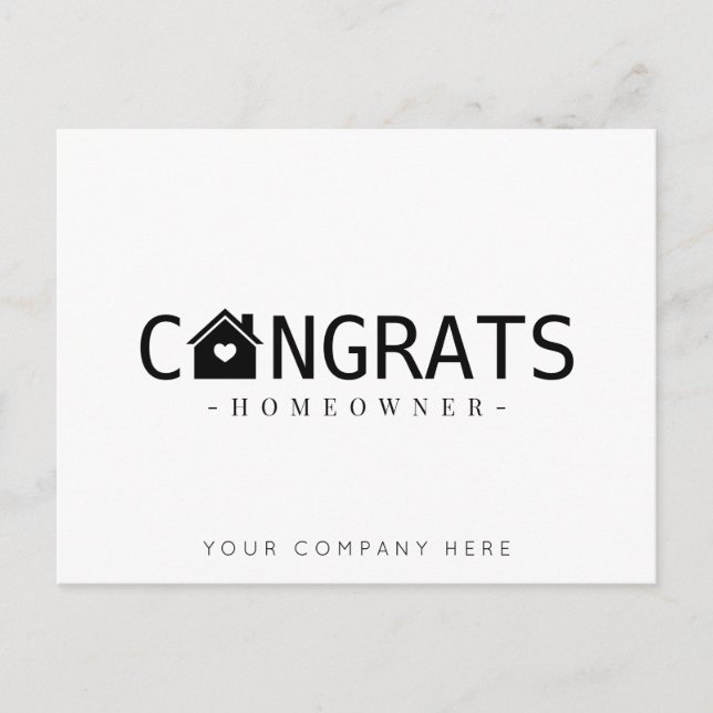 Cartão Postal Parabéns ao Novo Proprietário de Imóvel Realty (Frente)