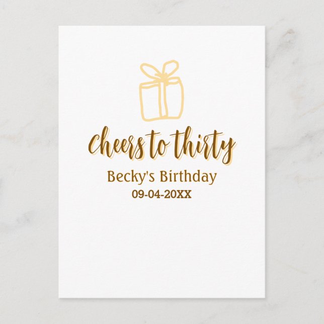 Cartão Postal Parabéns aos trinta presentes de aniversário amare (Frente)