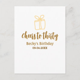 Cartão Postal Parabéns aos trinta presentes pastéis amarelo-marr