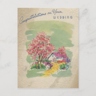 Cartão Postal Parabéns casamentos vintage