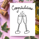 Cartão Postal Parabéns Champagne Cheers Sketch Doodle<br><div class="desc">Belo desenho de dois copos espumantes para felicitar alguém pelo seu casamento ou noivado! Clique em "Personalizar" acima para editar o texto do dentro para atender às suas necessidades. Em seguida, clique em "editar usando a ferramenta design" para ajustar as fontes, cores e posicionamentos. Você também pode alterar a cor...</div>