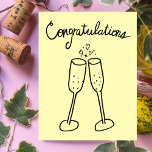 Cartão Postal Parabéns Champagne Cheers Sketch Doodle<br><div class="desc">Belo desenho de dois copos espumantes para felicitar alguém pelo seu casamento ou noivado! Clique em "Personalizar" acima para editar o texto do dentro para atender às suas necessidades. Em seguida, clique em "editar usando a ferramenta design" para ajustar as fontes, cores e posicionamentos. Você também pode alterar a cor...</div>