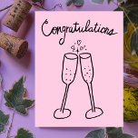 Cartão Postal Parabéns Champagne Cheers Sketch Doodle<br><div class="desc">Belo desenho de dois copos espumantes para felicitar alguém pelo seu casamento ou noivado! Clique em "Personalizar" acima para editar o texto do dentro para atender às suas necessidades. Em seguida, clique em "editar usando a ferramenta design" para ajustar as fontes, cores e posicionamentos. Você também pode alterar a cor...</div>