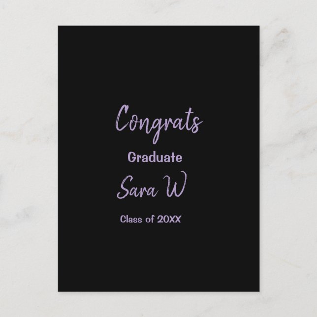 Cartão Postal Parabéns classe de nome de ano de adição escola co (Frente)