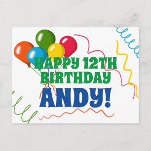 Cartão Postal Parabéns Coloridos com Balões