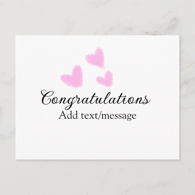 Cartão Postal Parabéns coração rosa formatura aquarela a (Frente)