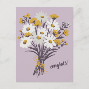 Cartão Postal PARABÉNS Daisy Buquê Floral Cute Personalizado