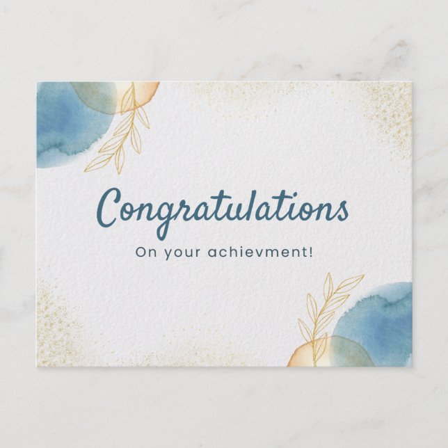 Cartão Postal Parabéns de arte elegantes em sua conquista (Frente)