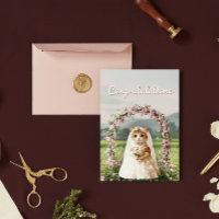 Parabéns de Casamento Floral de Gatinho Fofo