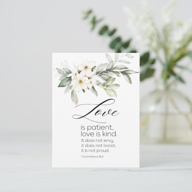Cartão Postal Parabéns de Casamento Verso com Bíblia Floral Bran (Em pé/Frente)