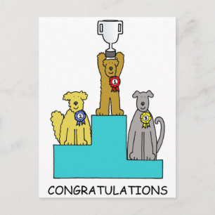 Cartão Postal Parabéns de Êxito da Apresentação de Cachorros