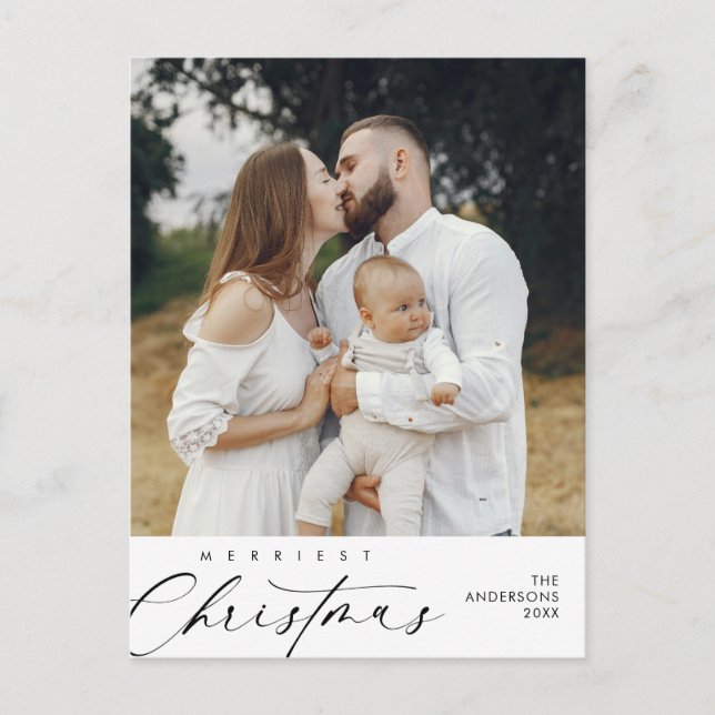 Cartão Postal Parabéns de Natal Mais Feliz Foto da Família (Frente)