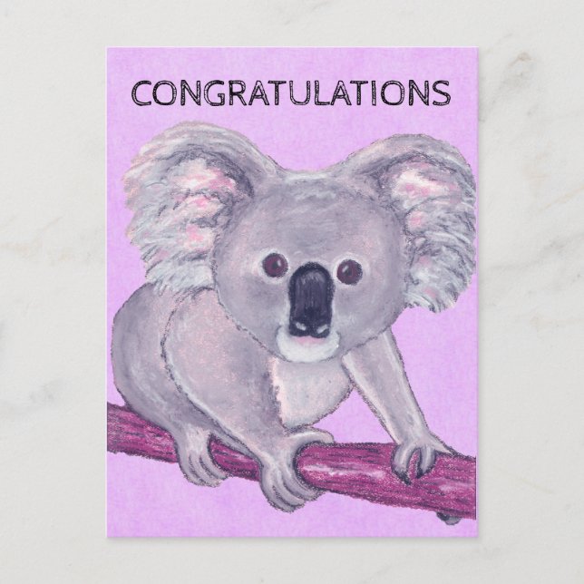 Cartão Postal Parabéns do Urso Koala (Frente)