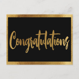 Cartão Postal Parabéns Dourados de Casamento Elegante Faux