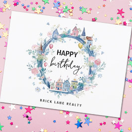 Cartão Postal Parabéns Floral Casa Coroa Imóveis